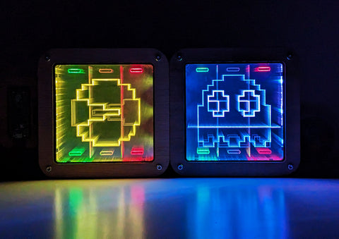 Animated LED Retro Frame Double Set - 8 Bit Pac and Ghost with Pico Pi Controller.