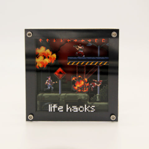 3D Pixel Art - Run n Gun Cheat Code - Miniature Customisable Shadowbox Artwork