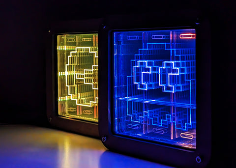 Animated LED Retro Frame Double Set - 8 Bit Pac and Ghost with Pico Pi Controller.