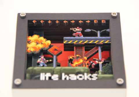 3D Pixel Art - Run n Gun Cheat Code - Miniature Customisable Shadowbox Artwork