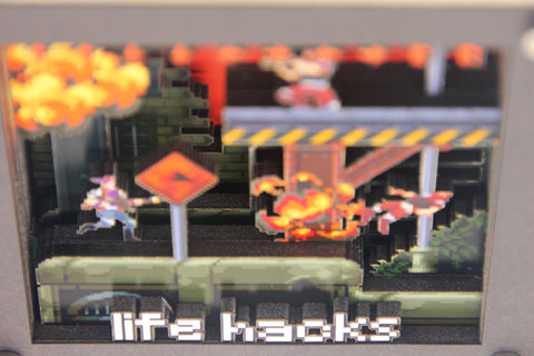 3D Pixel Art - Run n Gun Cheat Code - Miniature Customisable Shadowbox Artwork