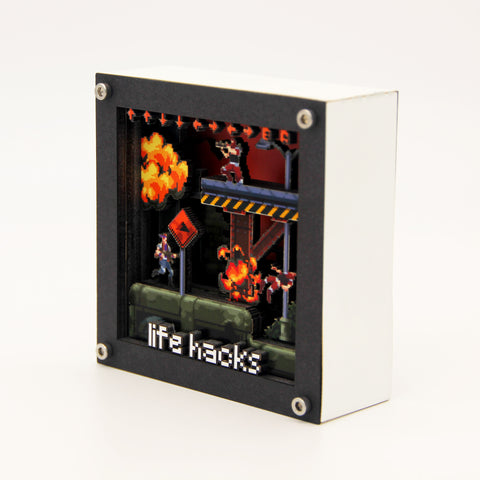 3D Pixel Art - Run n Gun Cheat Code - Miniature Customisable Shadowbox Artwork