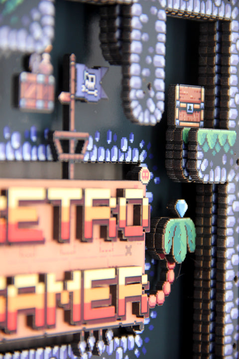 3D Gamer Cave Pixel Art - Customisable Shadow Box Artwork