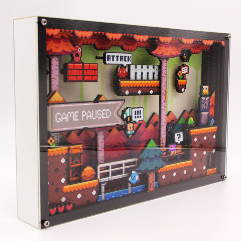 3D Pixel Art - Paused Platform Adventure - Customisable Shadow Box