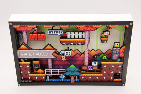 3D Pixel Art - Paused Platform Adventure - Customisable Shadow Box