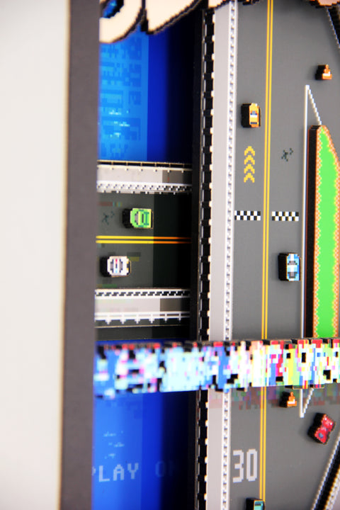 3D Pixel Art - Glitch Racer - Customisable Text Shadow Box
