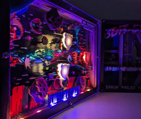 LED Animated 3D Pixel Art - Arcade Shoot-em-up. Customisable Shadow Box