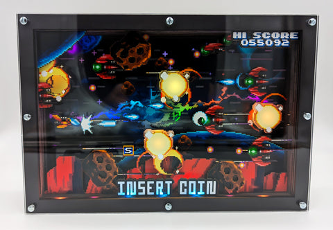 LED Animated 3D Pixel Art - Arcade Shoot-em-up. Customisable Shadow Box