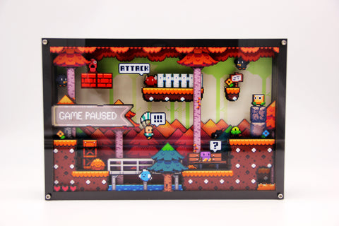 3D Pixel Art - Paused Platform Adventure - Customisable Shadow Box