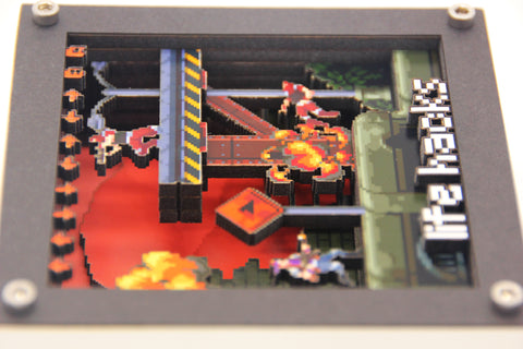 3D Pixel Art - Run n Gun Cheat Code - Miniature Customisable Shadowbox Artwork